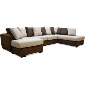 Delux U-soffa med öppet avslut höger - Brun/Beige/Vintage - U-soffor, Divansoffor, Soffor